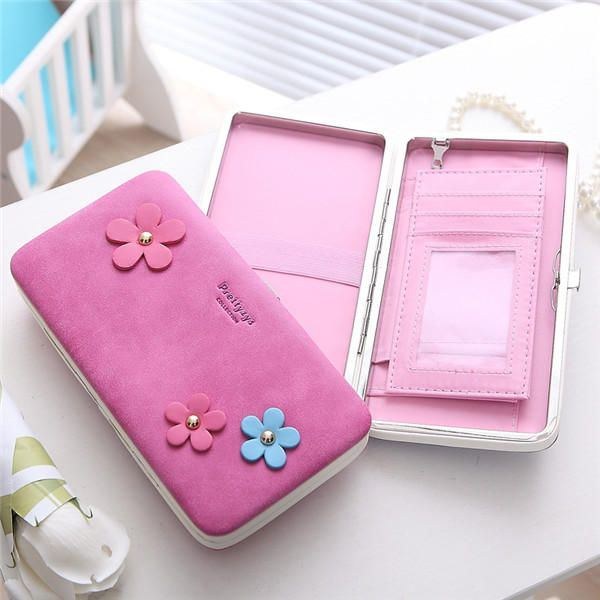 Dame Blomst 5.5 Tommer Telefon Pu Tegnebog Etui Cover Lang Tegnebog