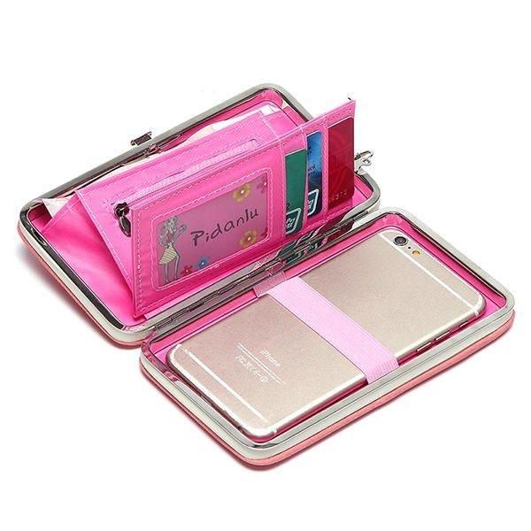 Dame Candy Color Bowkot 5.5 Tommer Telefonpunge Etui Hasp Lang Pung Clutches