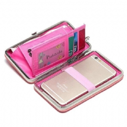 Dame Candy Color Bowkot 5.5 Tommer Telefonpunge Etui Hasp Lang Pung Clutches