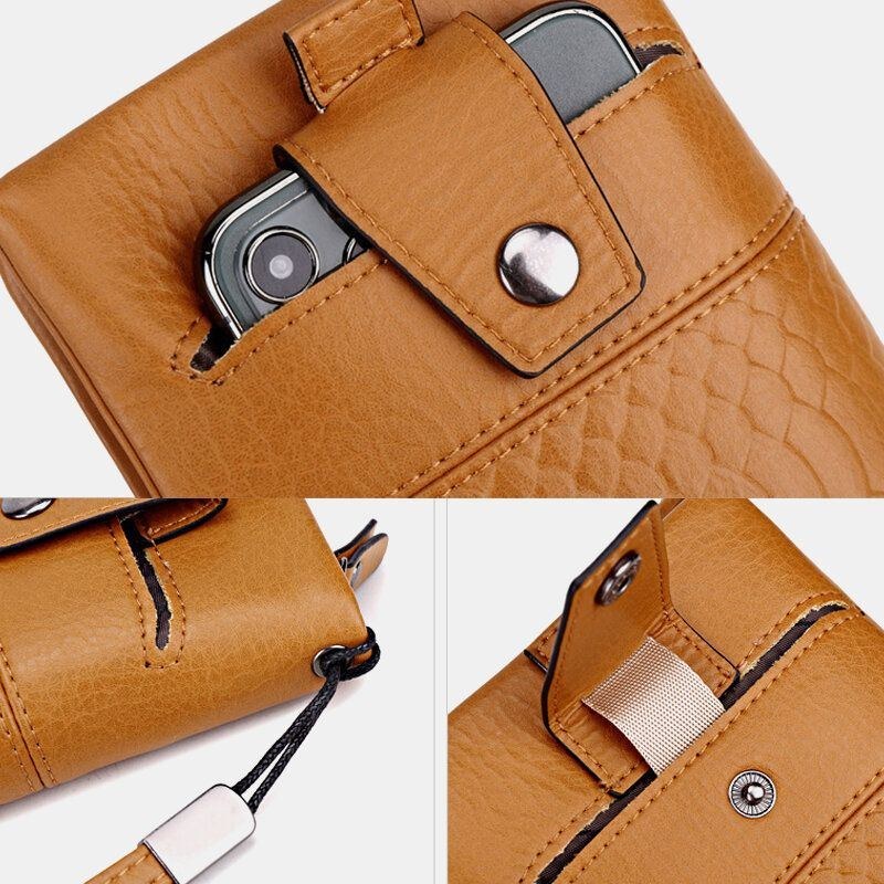 Dame Imiteret Læder Retro Stor Kapacitet 6.3 Tommer Telefontaske Multi-slot Kortholder Clutch Tegnebog