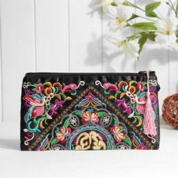 Etnisk Broderi Blomstertaske Clutch Taske Pung Til Kvinder