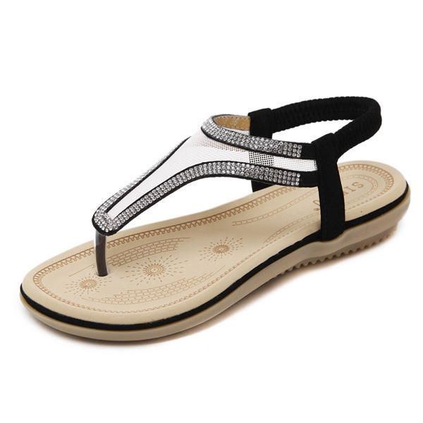 Bohemia Flip Flops Beach Casual Rhinestone Sandaler Til Kvinder