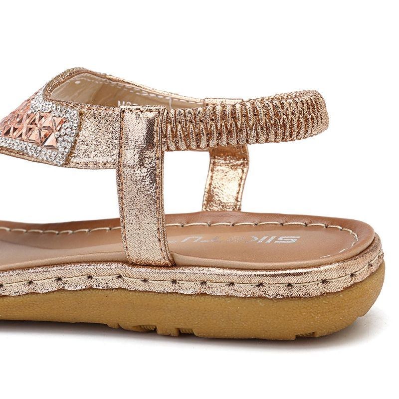 Bohemian Rhinestone Elastic Band Flat Sandaler Til Kvinder