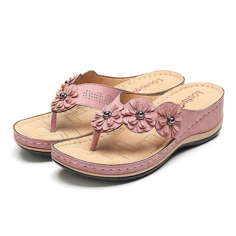 Comfy Flip Flops Flowers Wedge Sandaler Til Kvinder