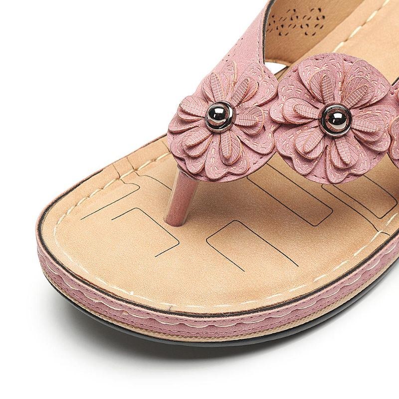 Comfy Flip Flops Flowers Wedge Sandaler Til Kvinder