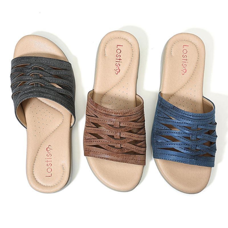 Cross Tie Comfy Wedge Sandaler Til Kvinder