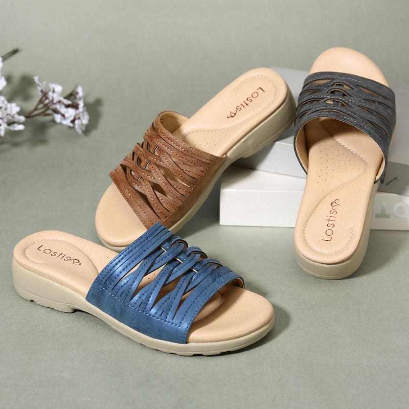 Cross Tie Comfy Wedge Sandaler Til Kvinder