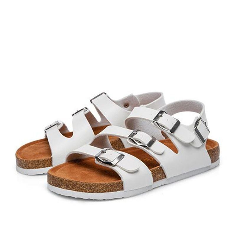 Dame Beach Comfy Triple Buckle Strap Bløde Flade Korksandaler