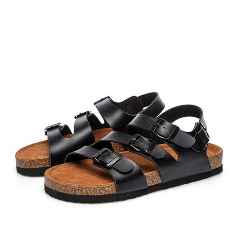 Dame Beach Comfy Triple Buckle Strap Bløde Flade Korksandaler