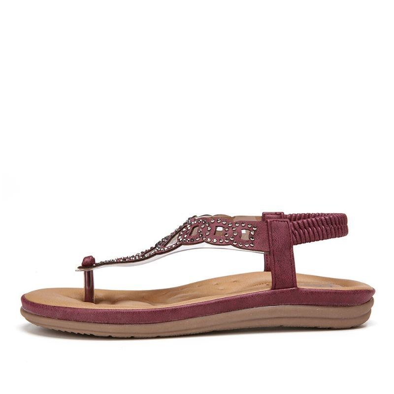 Dame Beading Elastisk Bånd Blød Clip Toe Strand Casual Sandaler