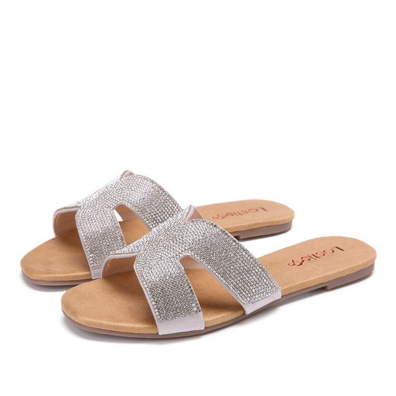 Dame Beading Hollow Out Casual Slide Sandaler