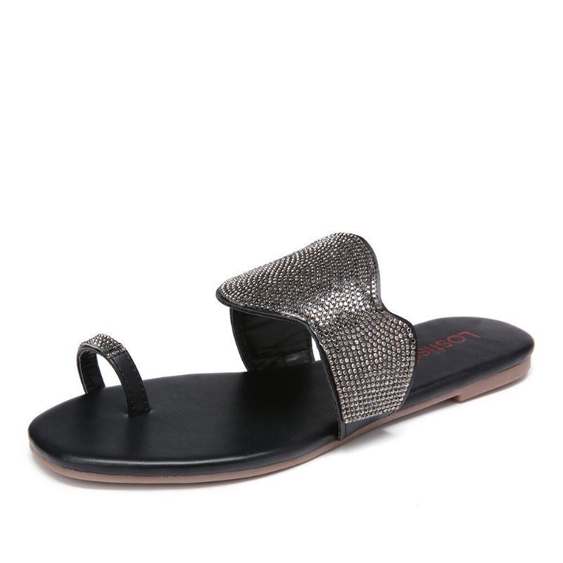 Dame Beading Toe Ring Casual Summer Slide Sandaler