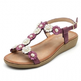 Dame Blomster Bohemian Soft Flat Clip Toe Beach Hjemmesko