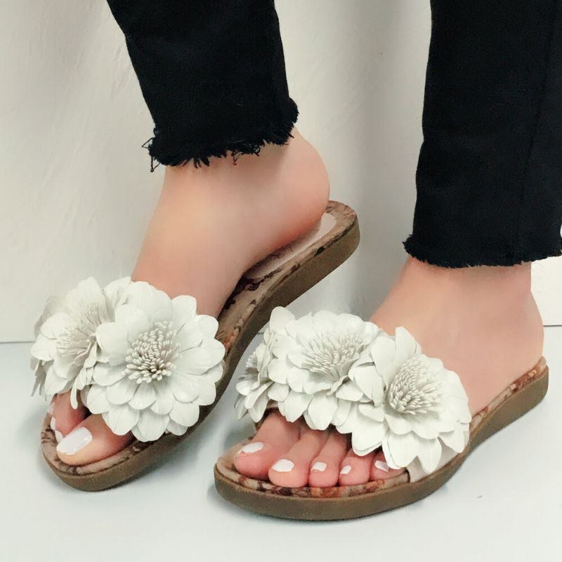 Dame Blomster Decor Åbnet Toe Comfy Slide Sandaler