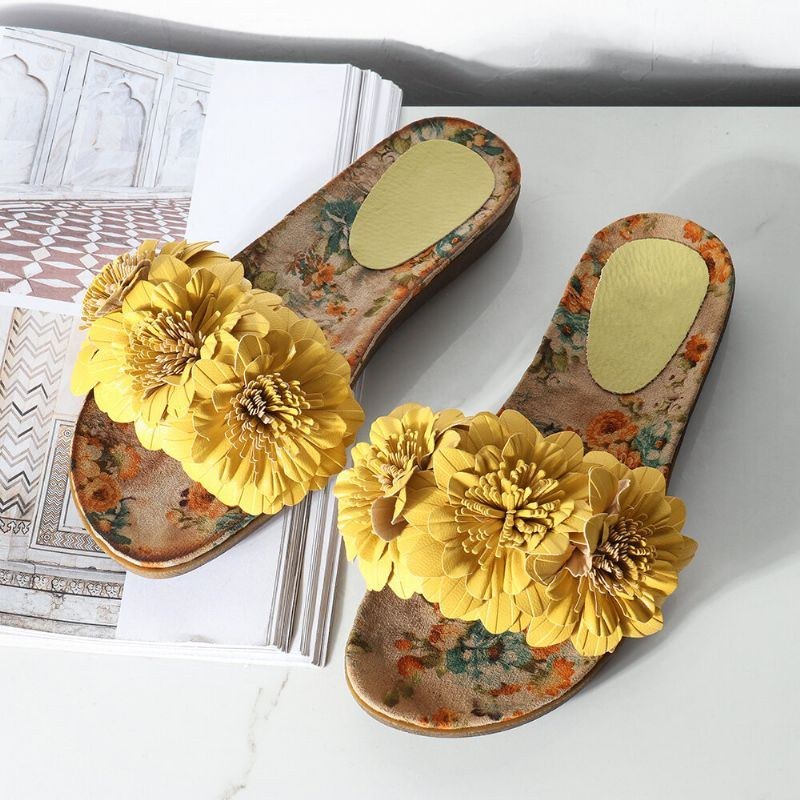 Dame Blomster Decor Åbnet Toe Comfy Slide Sandaler