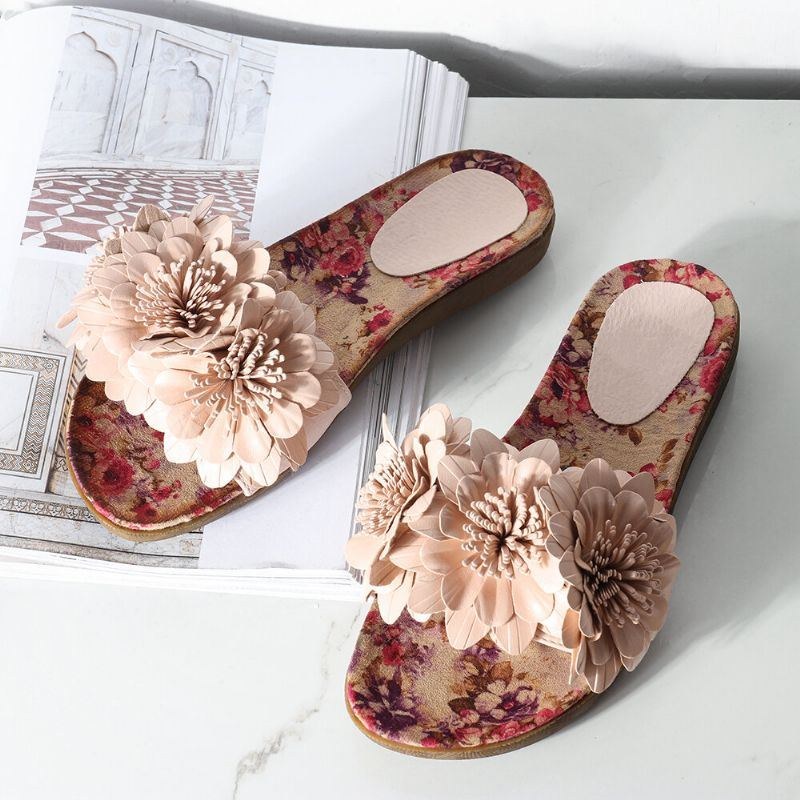 Dame Blomster Decor Åbnet Toe Comfy Slide Sandaler