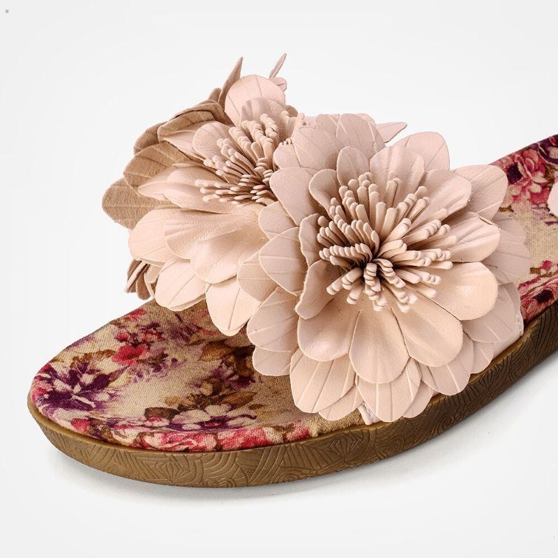 Dame Blomster Decor Åbnet Toe Comfy Slide Sandaler