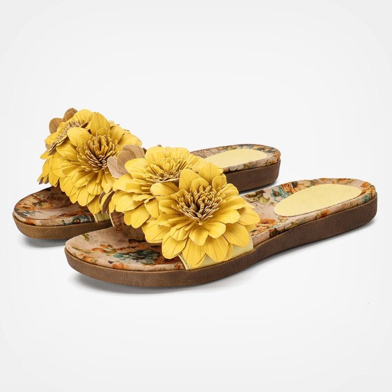 Dame Blomster Decor Åbnet Toe Comfy Slide Sandaler