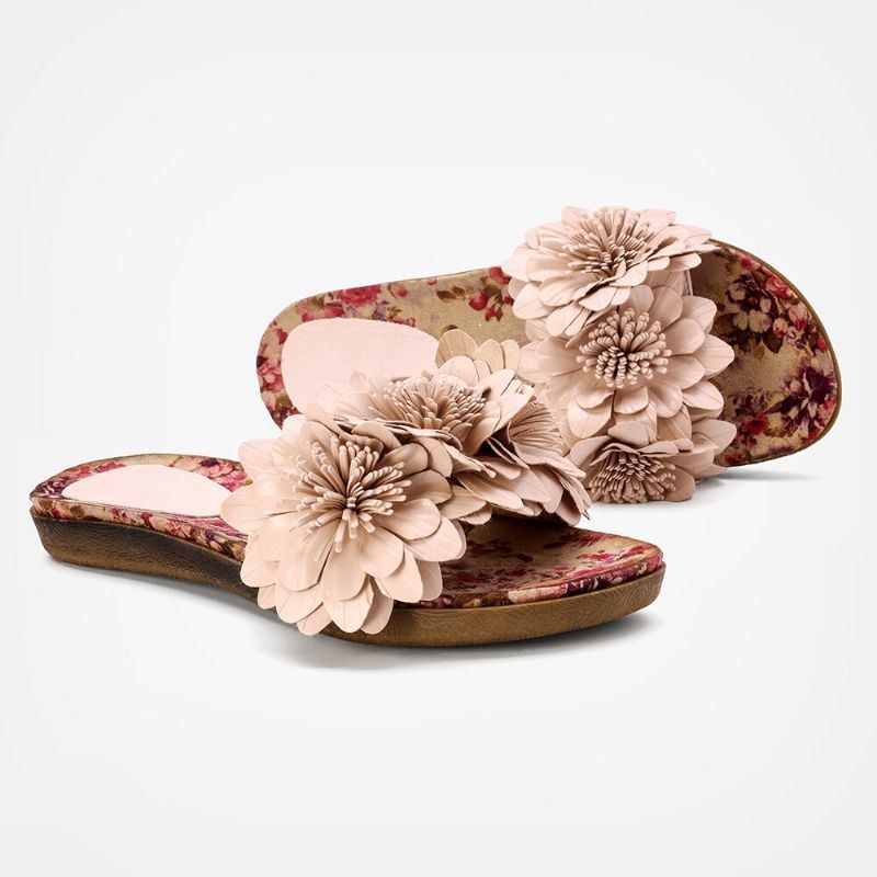 Dame Blomster Decor Åbnet Toe Comfy Slide Sandaler