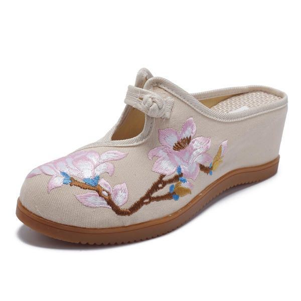 Dame Blomsterbroderi Komfortable Casual Sandaler