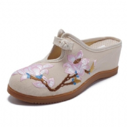 Dame Blomsterbroderi Komfortable Casual Sandaler