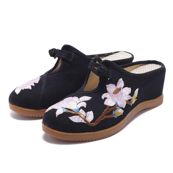 Dame Blomsterbroderi Komfortable Casual Sandaler