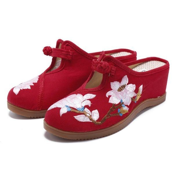 Dame Blomsterbroderi Komfortable Casual Sandaler