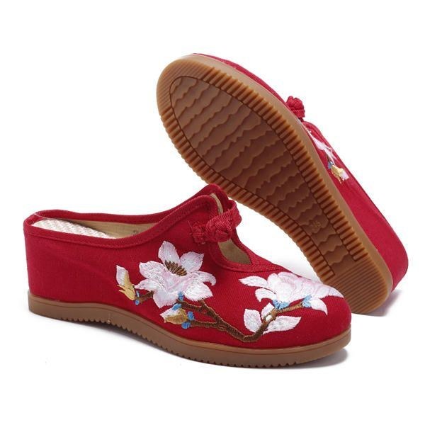 Dame Blomsterbroderi Komfortable Casual Sandaler