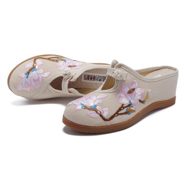 Dame Blomsterbroderi Komfortable Casual Sandaler