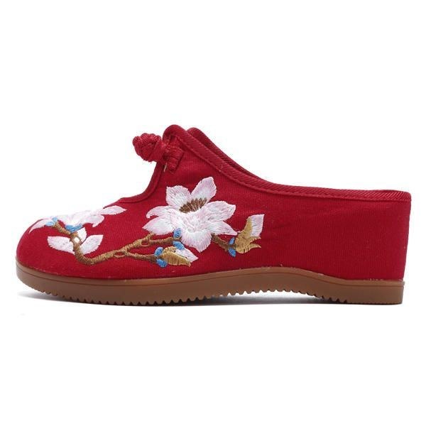 Dame Blomsterbroderi Komfortable Casual Sandaler