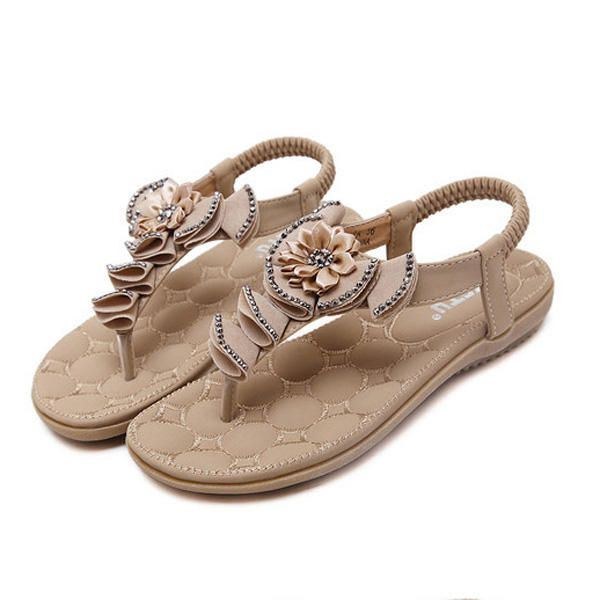 Dame Bohemia Rhinestone Casual Beach Flip Flops Sandaler