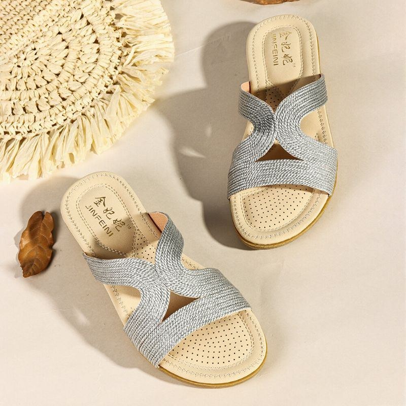 Dame Bohemia Weave Cut-out Casual Comfy Wearable Wedges Sandaler