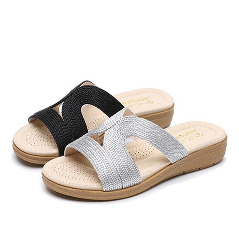 Dame Bohemia Weave Cut-out Casual Comfy Wearable Wedges Sandaler