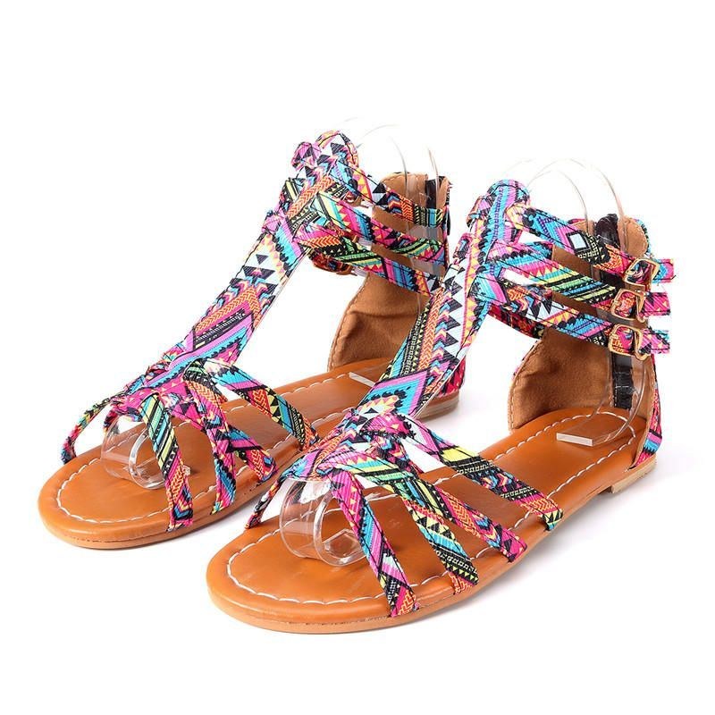 Dame Bohemian Folkways Open Toe Spænde Sommer Strand Casual Flade Sandaler