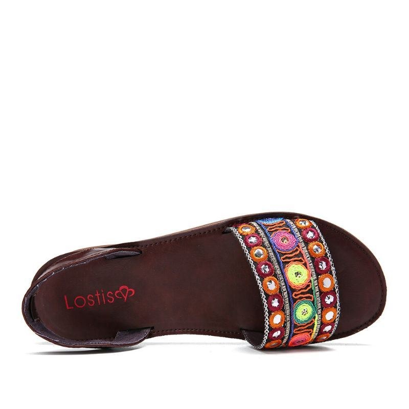 Dame Broderi Rhinestone Dekoration Strikkede Casual Sandaler