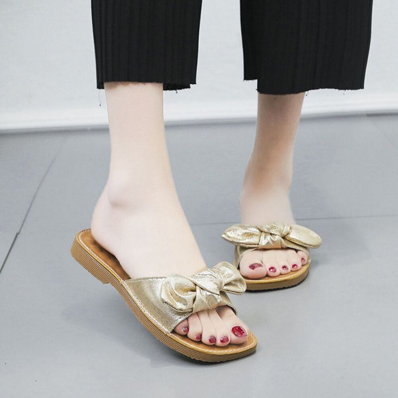 Dame Butteryfly Knot Blødbund Flats Chic Slide Sandaler