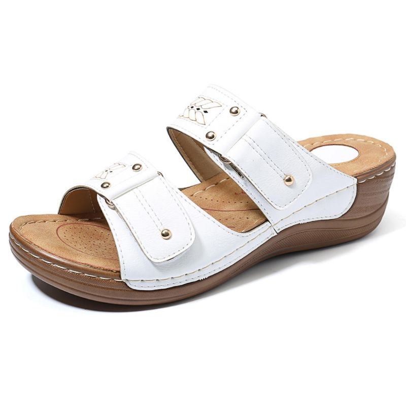 Dame Casual Comfy Slippers Hooks Loop Wedge Sandaler