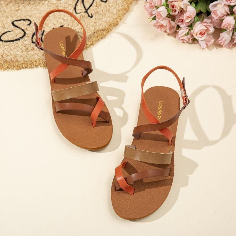 Dame Casual Cross Strap Clip Toe Sandaler