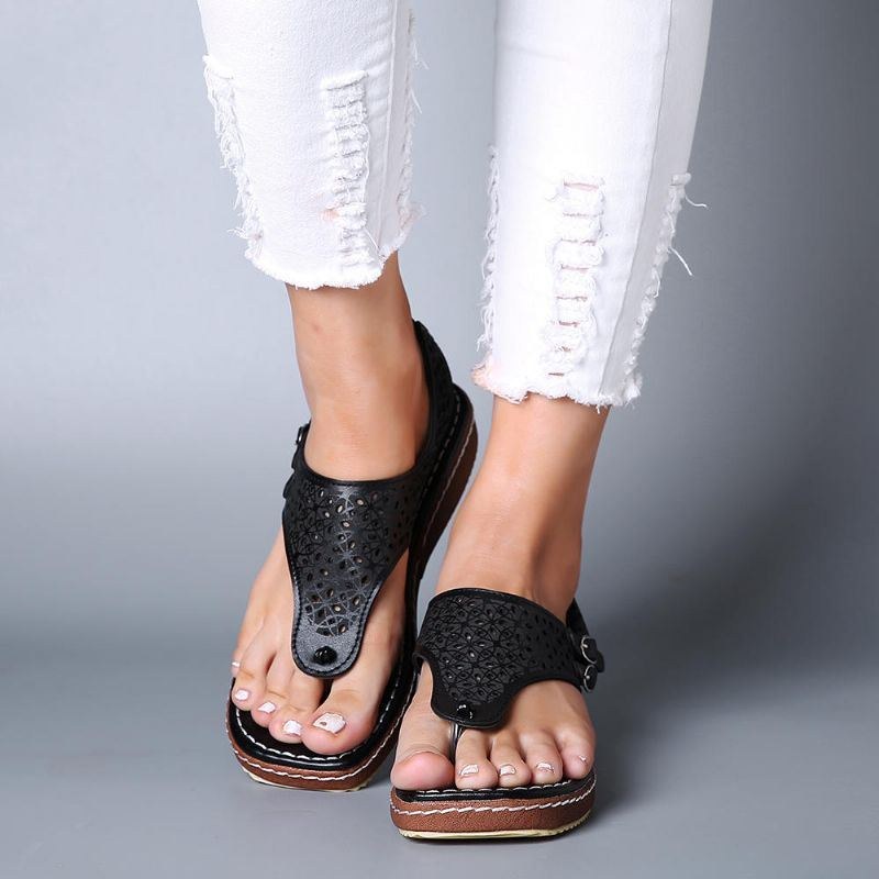 Dame Casual Hollow Clip Toe Spænde Sandaler