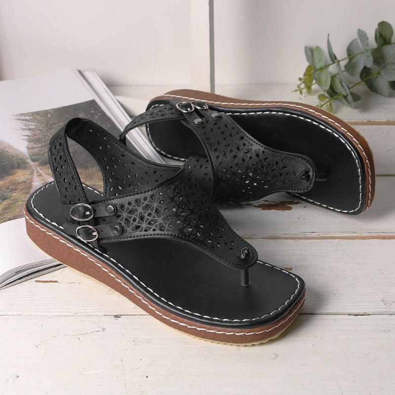 Dame Casual Hollow Clip Toe Spænde Sandaler