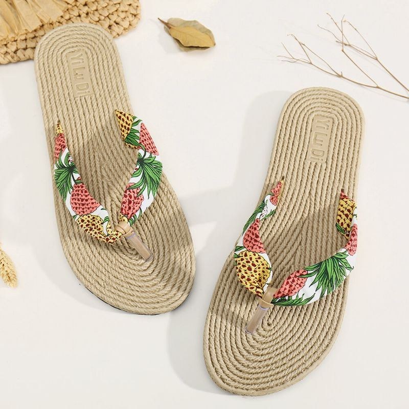 Dame Clip Toe Blomstermassagesåler Beach Flats Sandaler