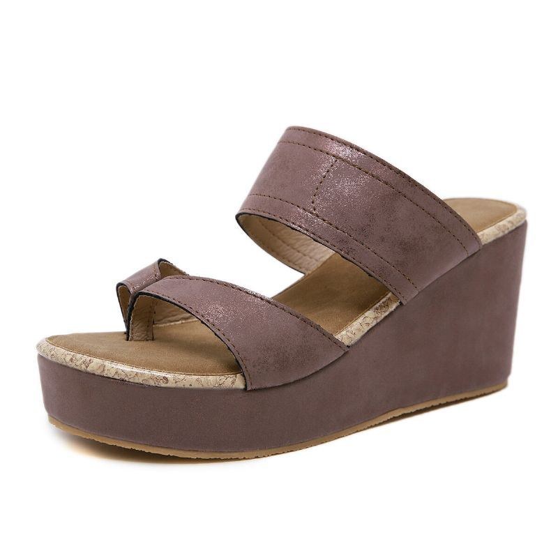 Dame Clip Toe Solid Color Plus Size-syning Behagelige Sommerplatformssandaler