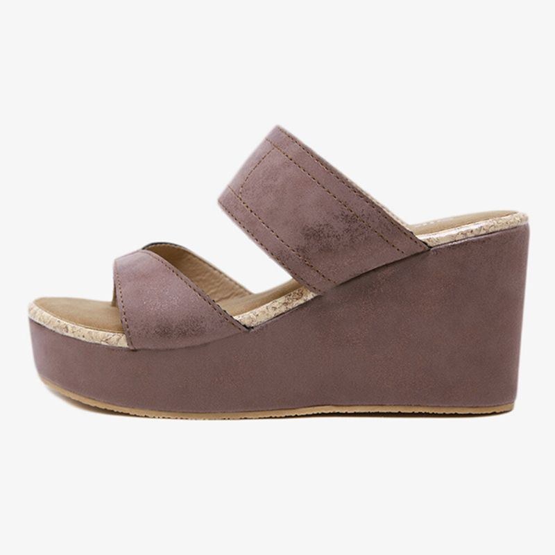 Dame Clip Toe Solid Color Plus Size-syning Behagelige Sommerplatformssandaler