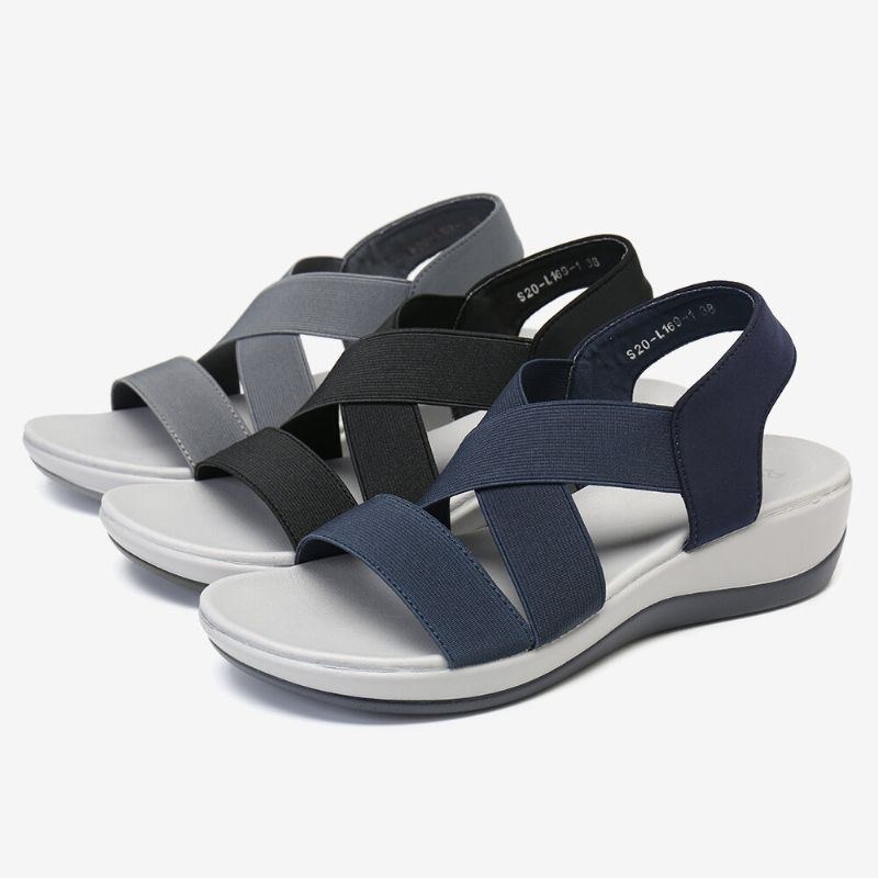 Dame Comfy Cross Elastic Strap Bløde Sportssandaler