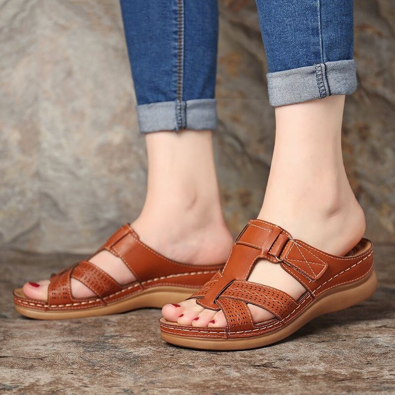 Dame Comfy Hollow Out Krogløkke Wedges Sandaler