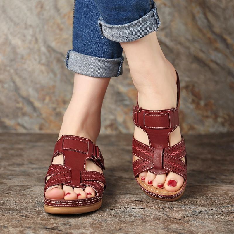 Dame Comfy Hollow Out Krogløkke Wedges Sandaler