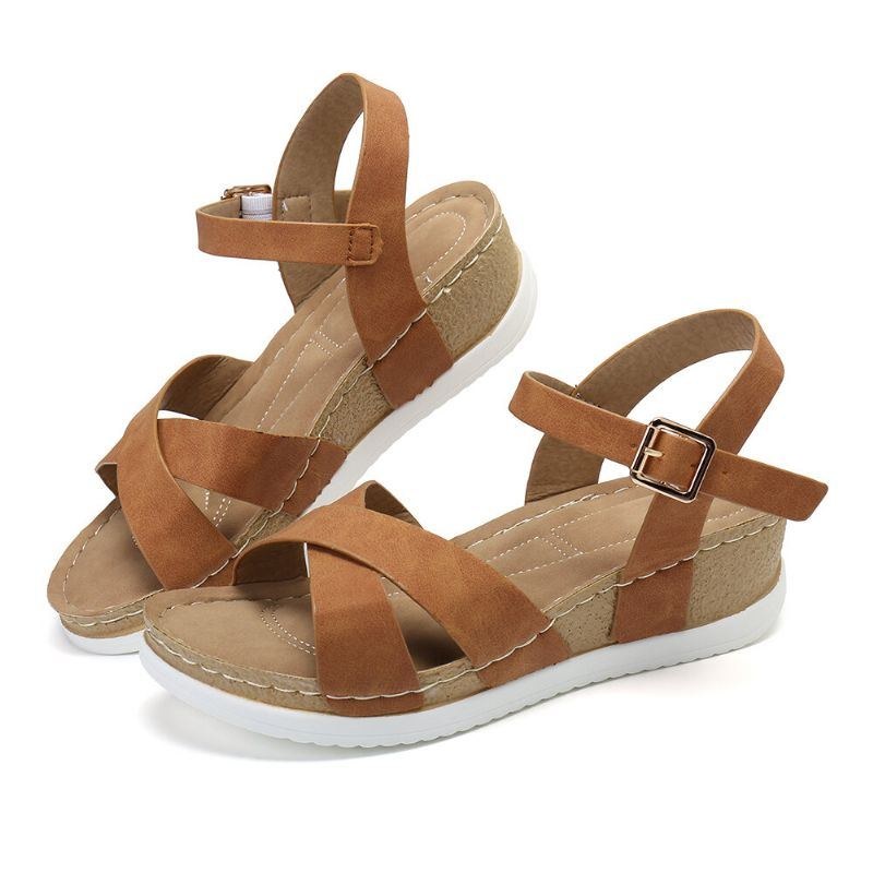 Dame Comfy Letvægts Cross Strap Rocker Solesandaler