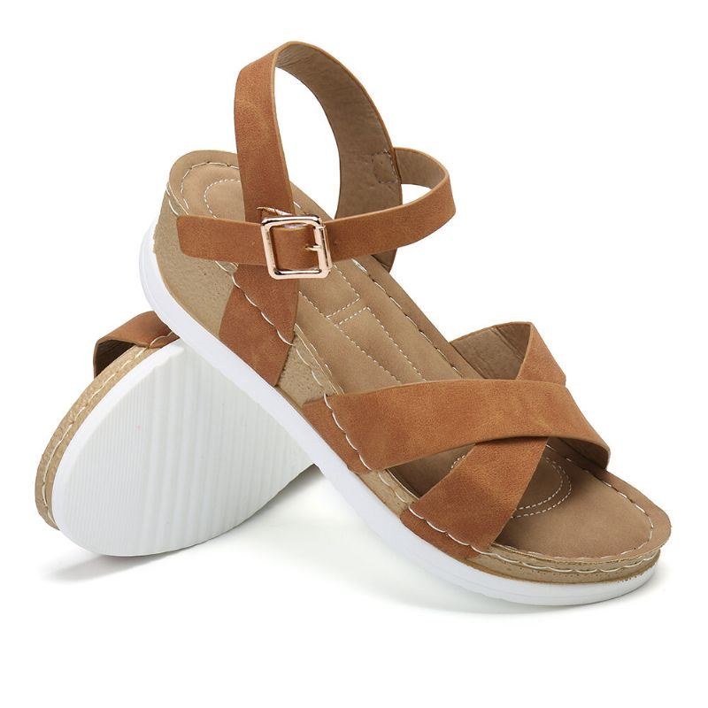 Dame Comfy Letvægts Cross Strap Rocker Solesandaler