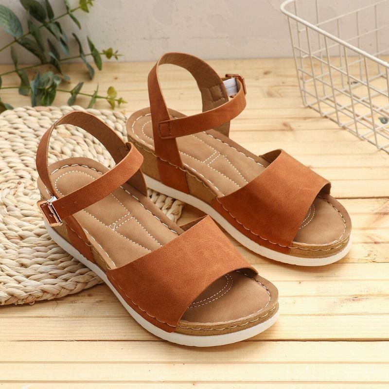 Dame Comfy Open Toe Rocker Sole Slide Sandaler