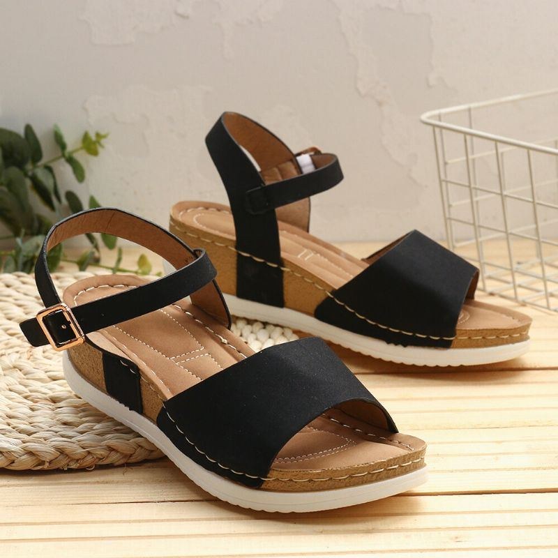 Dame Comfy Open Toe Rocker Sole Slide Sandaler